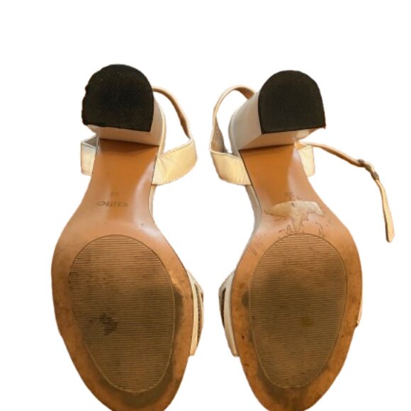 Ditto Strappy Heeled Sandals Women’s Size 38 White Minimalist Summer Heels - Picture 4 of 4